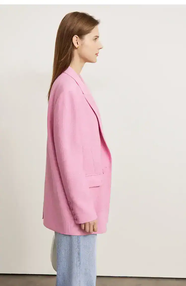 Elegant pink blazer for women, stylish office wear, perfect for professional and formal occasions. Monalisa Store offers fashionable and high-quality women's blazers.