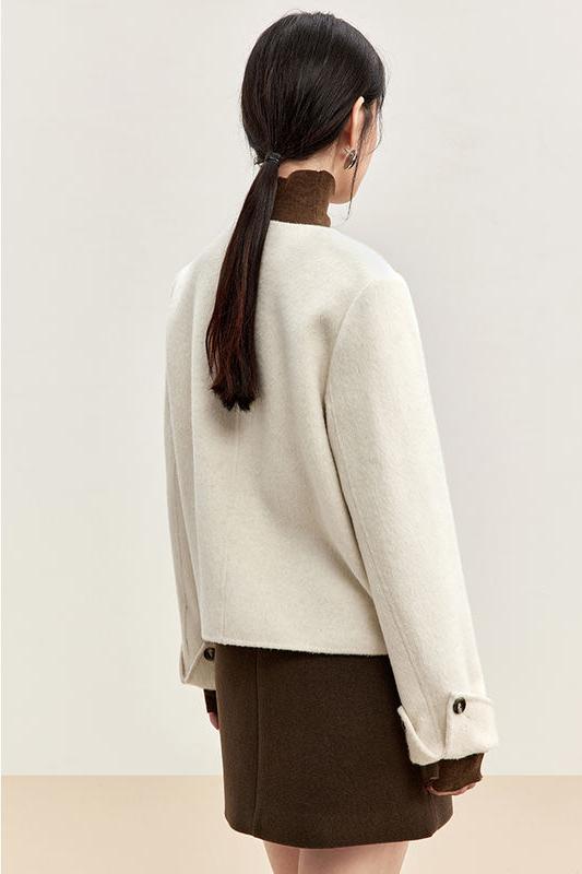 Luxury winter coat for women, warm woolen outerwear, stylish and cozy fashion, Monalisa Medical store winter collection, elegant women's apparel for cold weather.