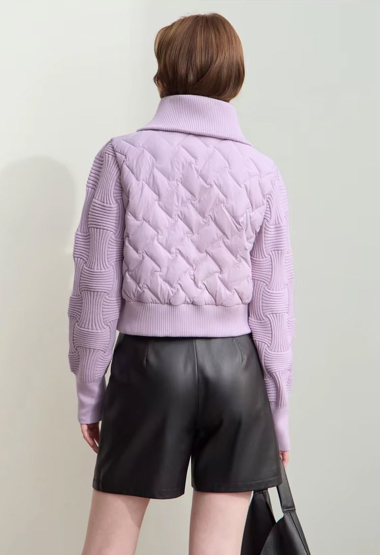 Soft lavender quilted and ribbed women's jacket for fashion and warmth | Monalisa Store.