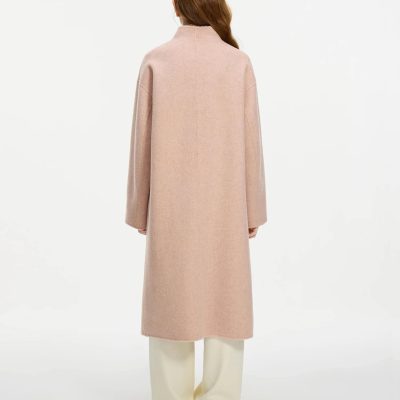 Luxurious blush pink wool coat for women, elegant and fashionable outerwear from Monalisa Medical Store, perfect for cold weather.