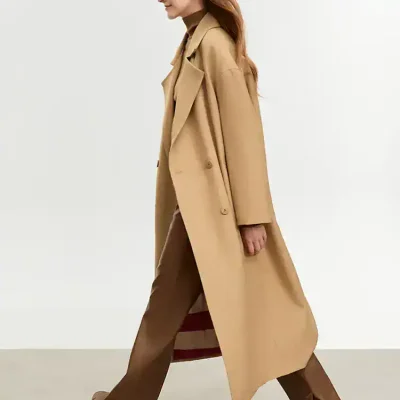 Luxury beige trench coat for women with stylish design, perfect for fall and winter fashion, versatile outerwear for a chic look, Monalisa Store.