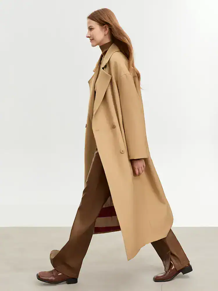 Luxury beige trench coat for women with stylish design, perfect for fall and winter fashion, versatile outerwear for a chic look, Monalisa Store.