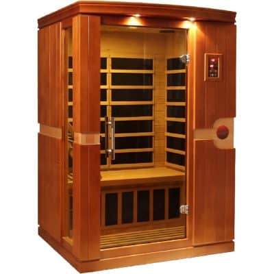 Sauna cabinet for health and relaxation, wooden interior with temperature control, perfect for wellness centers and home spa setups.