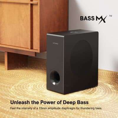 Deep bass speaker for audiophile sound experience at Monalisa Store, featuring 15mm amplitude diaphragm for powerful, thundering bass and high-fidelity audio.