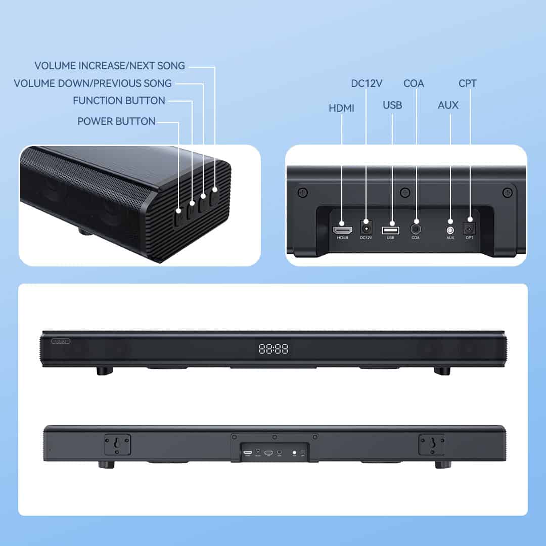 High-quality digital display monitor with HDMI, USB, and audio ports, featuring easy-to-use control buttons, ideal for professional and home entertainment setups.