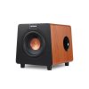 Wooden bookshelf speaker for home theater and music listening, featuring high-quality audio output and sleek design. Perfect for enhancing your audio experience at Monalisa Medical.