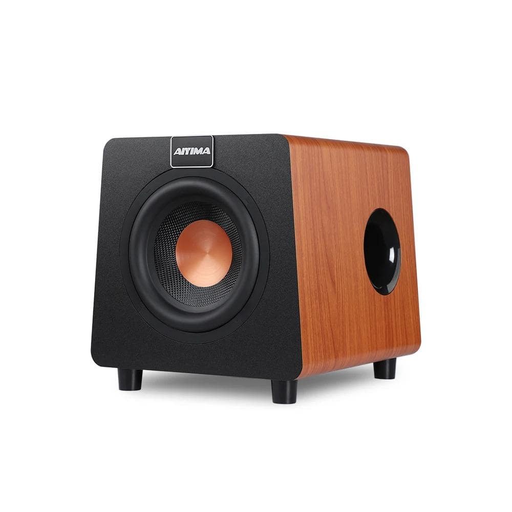Wooden bookshelf speaker for home theater and music listening, featuring high-quality audio output and sleek design. Perfect for enhancing your audio experience at Monalisa Medical.