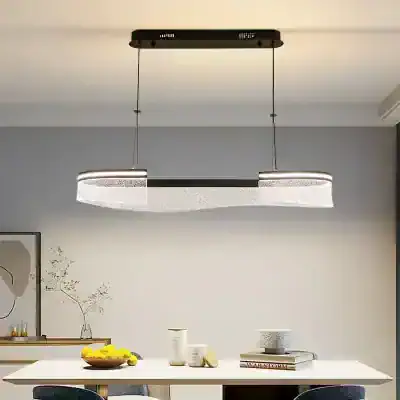 Contemporary LED pendant lighting fixture with a sleek, modern design suitable for stylish living spaces or office environments.