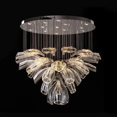Elegant modern chandelier with glass petal design, perfect for luxury interior lighting, available at Monalisa Store.
