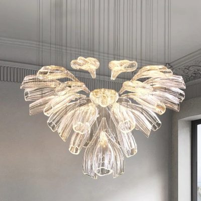 Luxury modern chandelier with glass petals chandelier for upscale home decor and interior design.