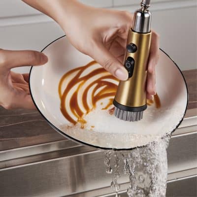 Electric cleaning brush for kitchen dishes and utensils with water flow, used for efficient cleaning and dish washing at Monalisa Medical Store.