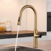 Sleek gold kitchen faucet with touch control, modern design, and LED indicator, ideal for luxury home kitchens and modern interior decor, Monalisa Store.