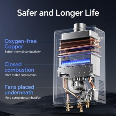 Oxygen-free copper and advanced combustion technology in a medical device for improved safety and longevity.
