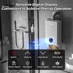 Advanced digital display water heater with precise temperature control at Monalisa Medical Store.