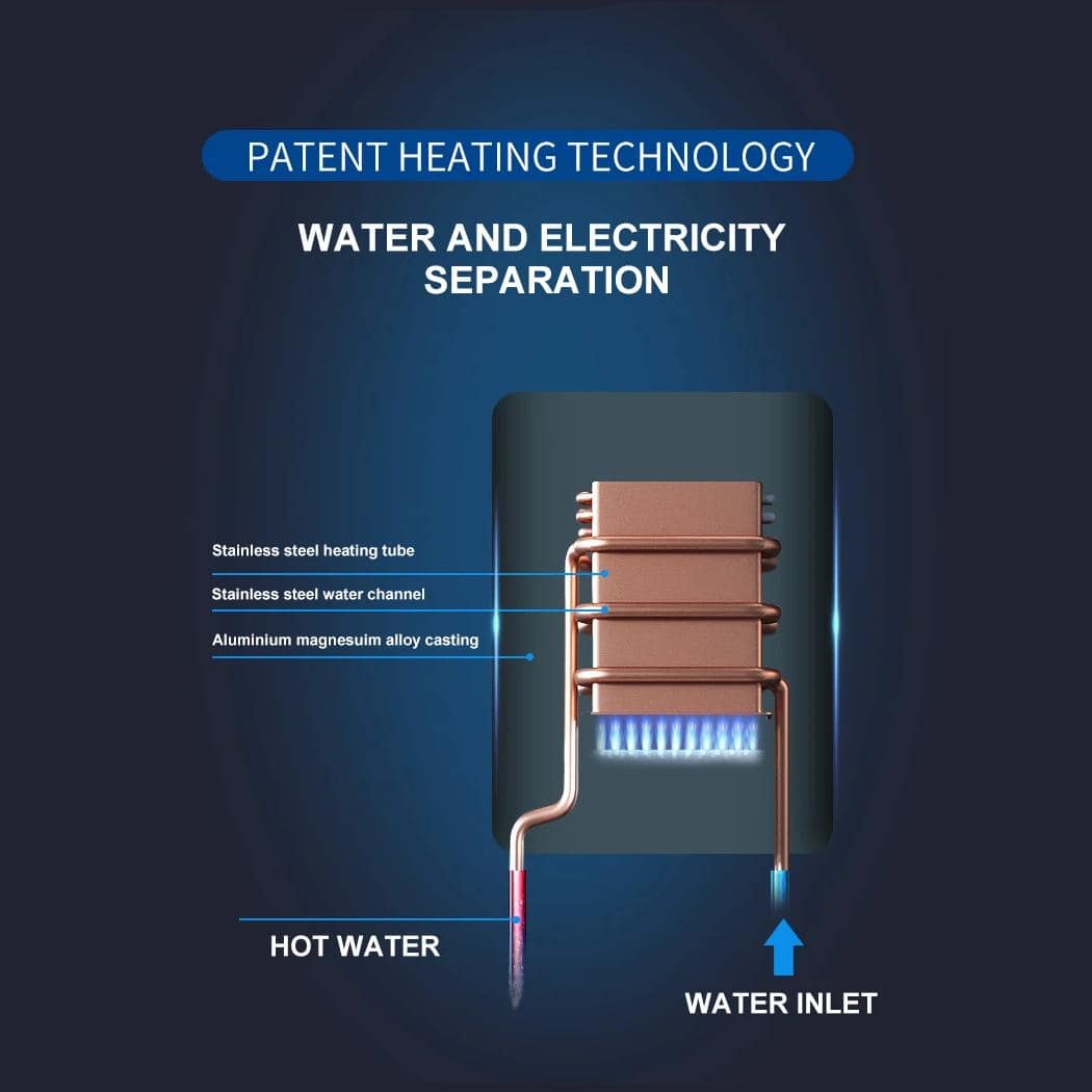 High-quality water and electricity separation technology for efficient water heating and cooling systems. Featuring stainless steel water channels and aluminum magnesium alloy casting.