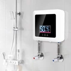 Digital shower panel control system with temperature display for optimal bathroom comfort and safety.
