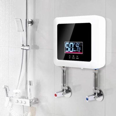 Digital shower panel control system with temperature display for optimal bathroom comfort and safety.