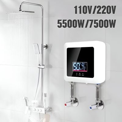 High-quality shower system with digital control panel, 110V/220V voltage compatibility, 5500W/7500W power options, ideal for modern medical and wellness facilities.