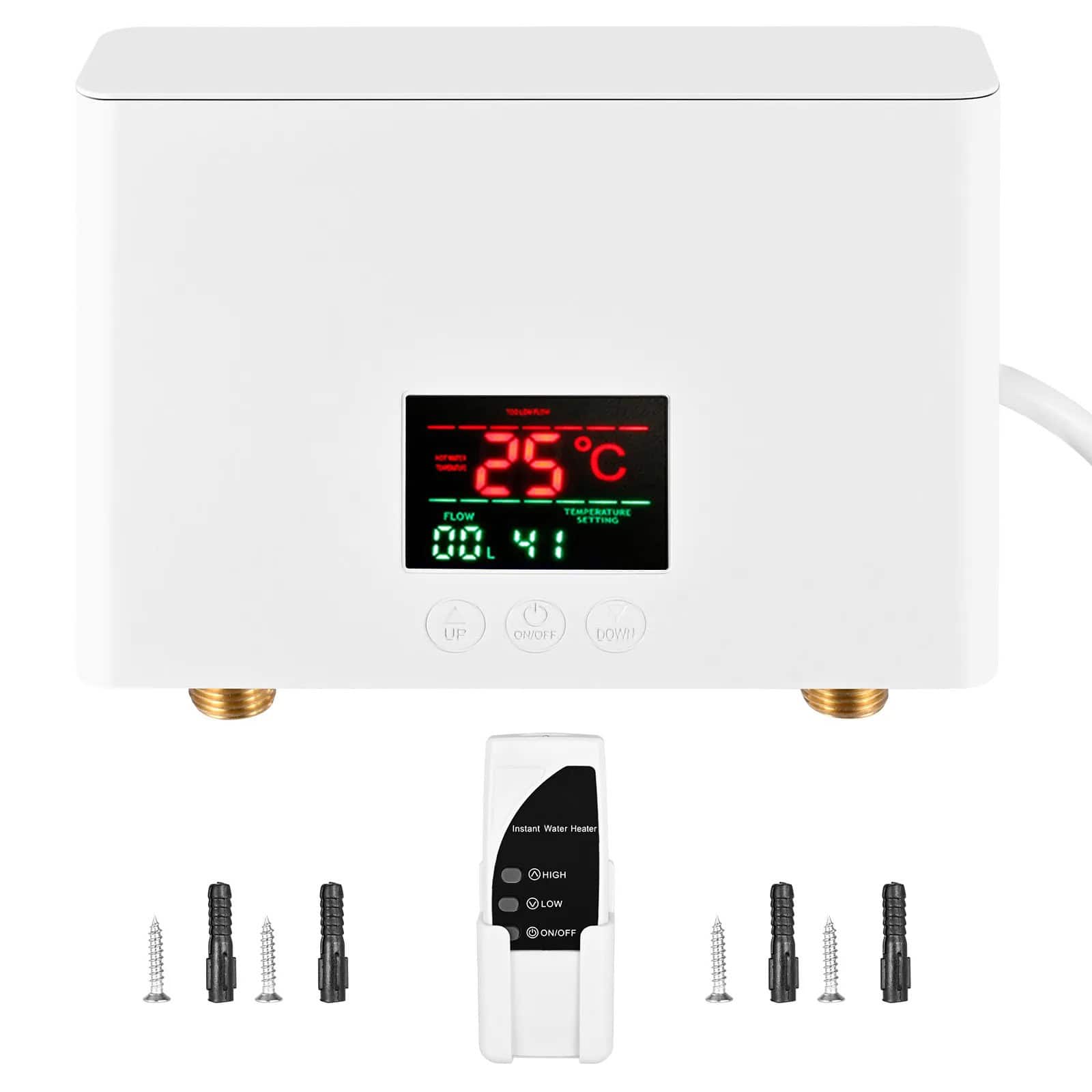 Advanced water heater with digital control display, temperature regulation, and accessories for efficient hot water solutions. Perfect for residential or commercial use, featuring easy installation and precise temperature settings.