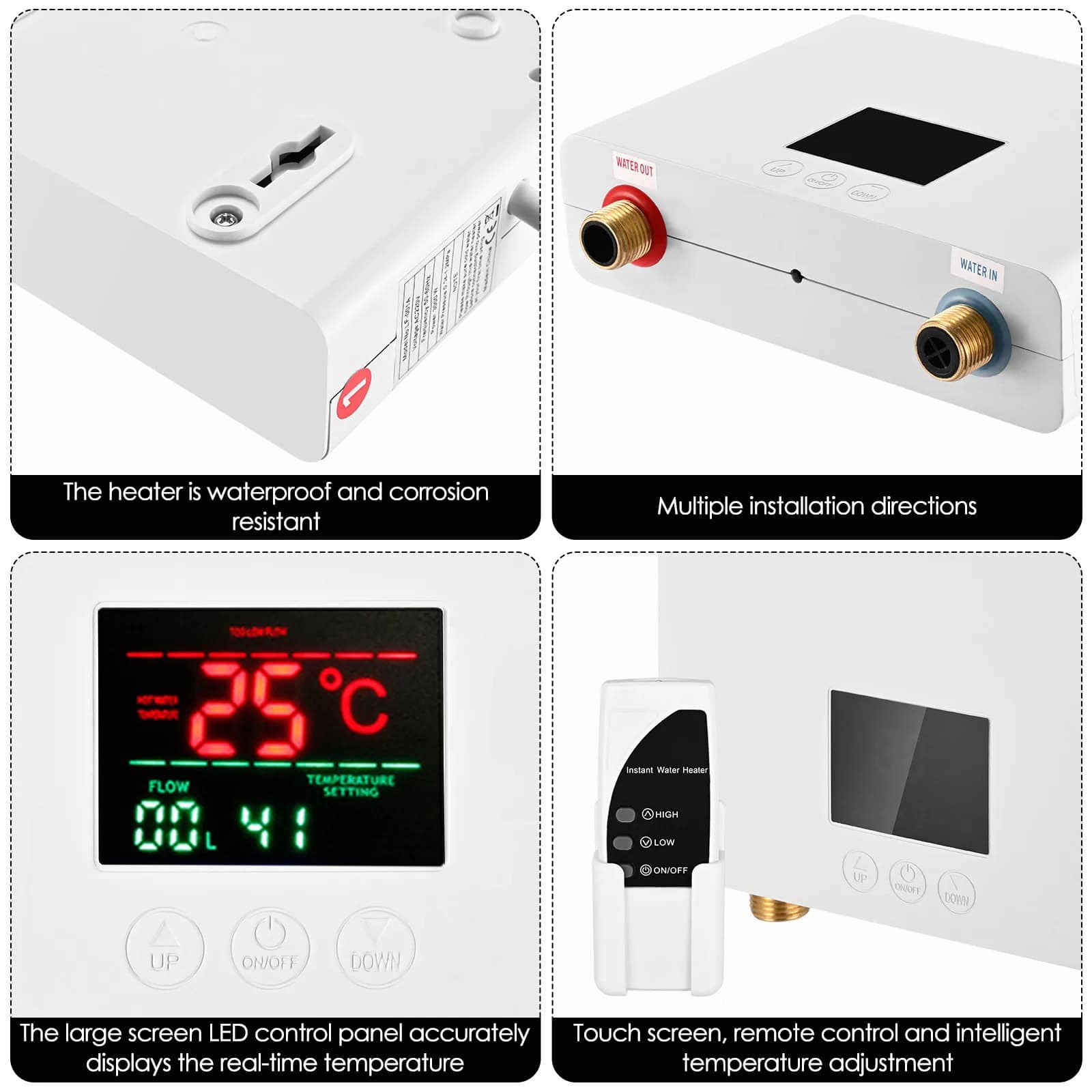 Waterproof heater with corrosion resistance, suitable for medical and wellness environments - durable and safe for water-based applications.