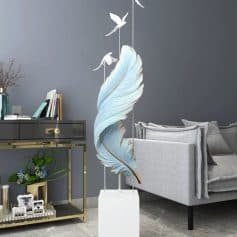 Elegant decorative feather sculpture with flying birds, modern interior decor, perfect for living room or office space, Monalisa Store exclusive design.