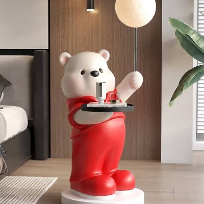 Adorable bear lamp with moon-shaped light, perfect for children's bedroom decor.