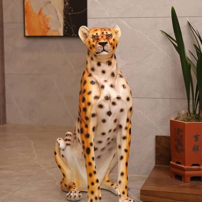 Leopard sculpture, decorative animal figurine, indoor tiger statue, artistic home decor, Monalisa Store.