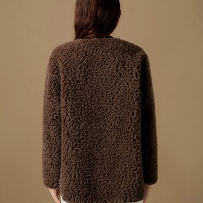 Luxurious brown faux fur coat, ideal for stylish winter wear, featured in the Monalisa Store for premium fashion accessories and apparel.