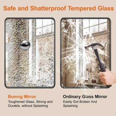 Scratch-resistant tempered glass for safe use on mirrors and glass surfaces.