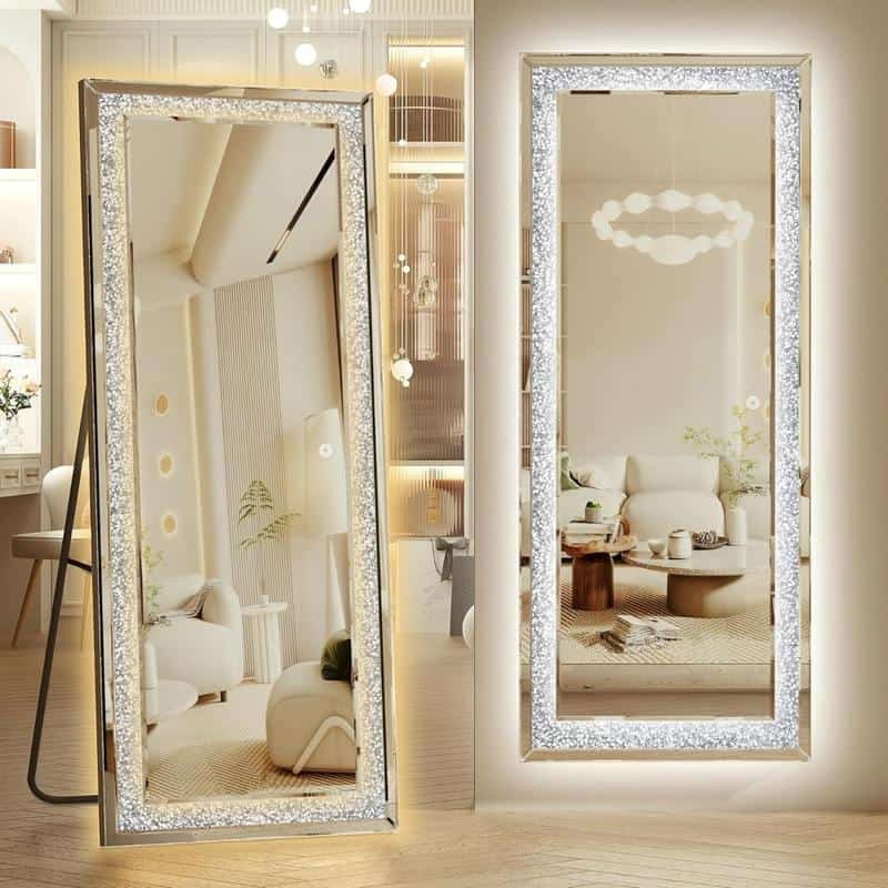 Luxury magnifying mirror with LED lights, modern design for makeup and skincare, Monalisa Medical Store, elegant home decor accessories, high-quality optical mirror for beauty routines.