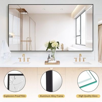 Shower reflection with modern design, featuring high-quality glass, aluminum alloy frame, and explosion-proof film for safety at Monalisa Medical Store.