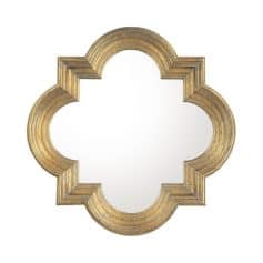 Ornate gold-framed decorative wall mirror with a quatrefoil shape, vintage style, perfect for elegant interior decor, Monalisa Store.