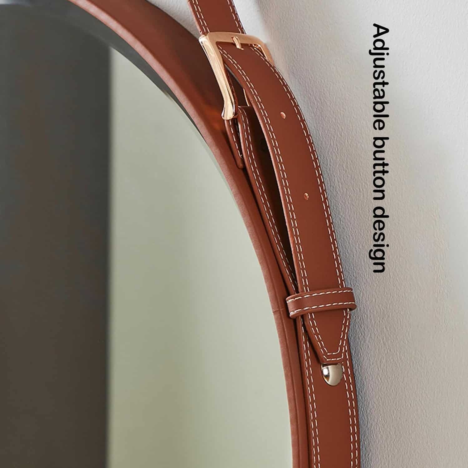 Leather accessory with adjustable button design, featuring detailed stitching and a polished buckle, ideal for enhancing your style and comfort in daily wear.