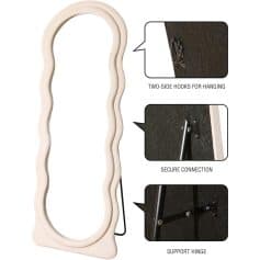 Lighted decorative mirror with two-side hooks for hanging, secure connection, and support hinge, ideal for beauty salons, spas, and home decor. Perfect for stylish and functional space enhancement.