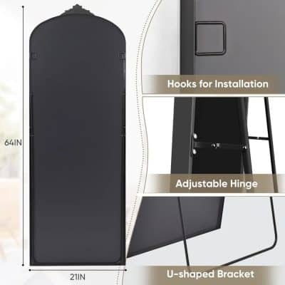 Black metal storage cabinet with hooks for installation, adjustable hinge, and U-shaped bracket, 64 inches tall and 21 inches wide, ideal for secure storage solutions at Monalisa Medical Store.