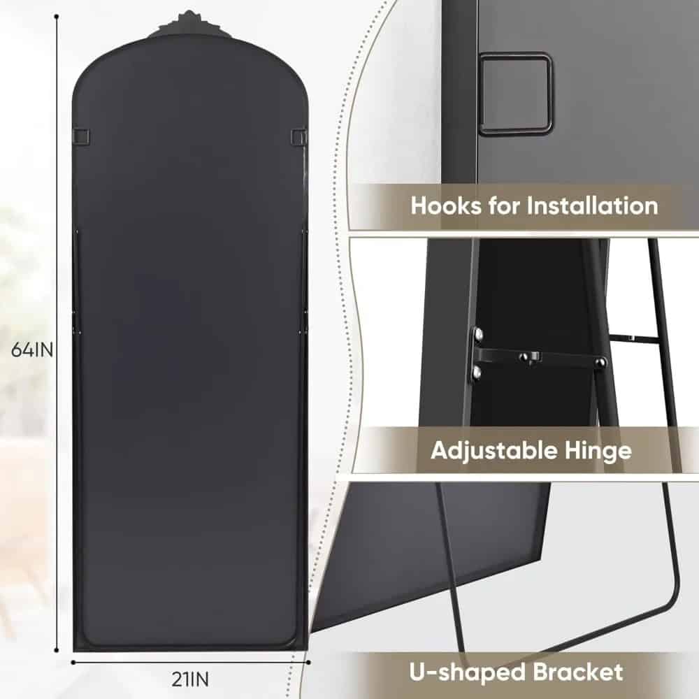 Black metal storage cabinet with hooks for installation, adjustable hinge, and U-shaped bracket, 64 inches tall and 21 inches wide, ideal for secure storage solutions at Monalisa Medical Store.