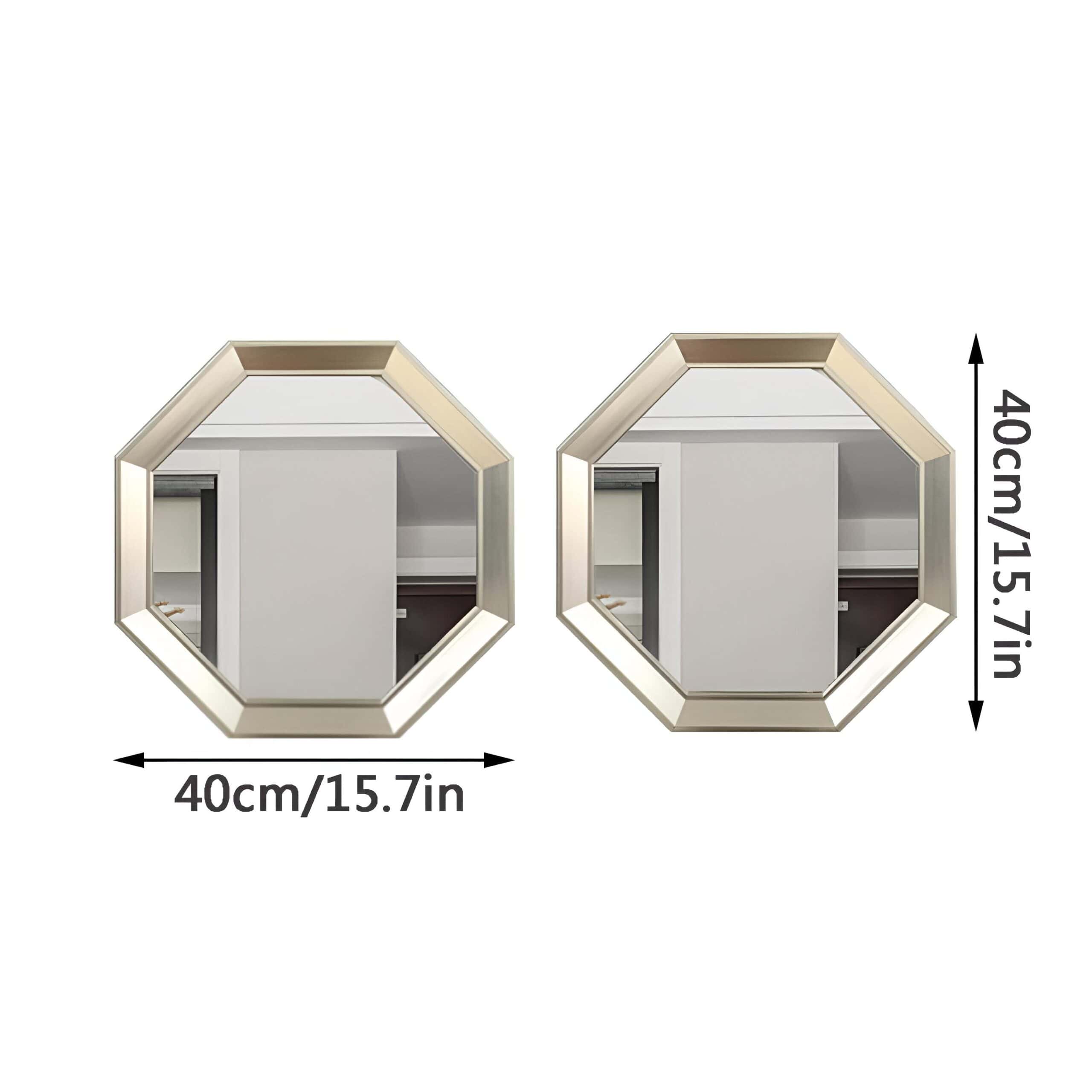 Mini hexagon wall mirrors for home decor, 40cm x 40cm, modern fashion design, ideal for salons, bedrooms, and living rooms, enhances space and style.