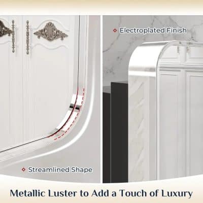 Metallic luxury finish for modern cabinets and furniture, featuring streamlined shape and electroplated surface for a touch of elegance, ideal for upscale interior decor.