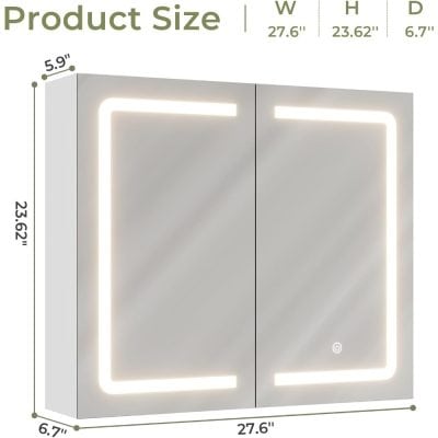 Illuminated mirror with LED lighting for modern bathroom decor, featuring touch control and adjustable brightness. Perfect for enhancing bathroom aesthetics and grooming tasks.