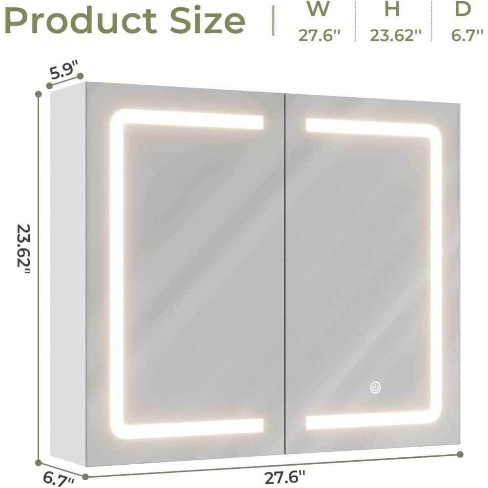 Illuminated mirror with LED lighting for modern bathroom decor, featuring touch control and adjustable brightness. Perfect for enhancing bathroom aesthetics and grooming tasks.