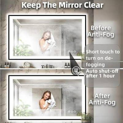 Shower mirror anti-fog film, bathroom mirror cleaning, moisture-resistant mirror coating, prevent fogging for clear reflection, bathroom mirror anti-fogging solution.