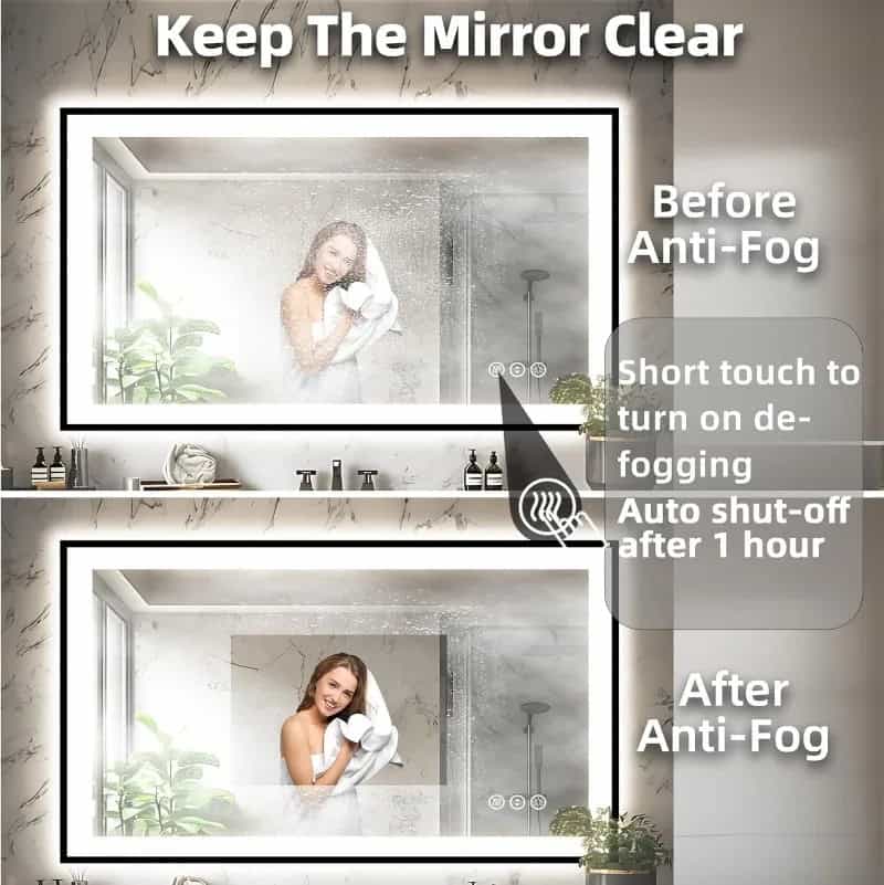 Shower mirror anti-fog film, bathroom mirror cleaning, moisture-resistant mirror coating, prevent fogging for clear reflection, bathroom mirror anti-fogging solution.