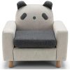 Cute panda armchair with soft fabric upholstery, perfect for children's room decor and cozy seating. Stylish and playful design adds charm to any living space.