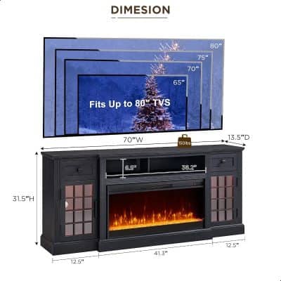 High-quality electric fireplace TV stand with ample storage and modern design for living rooms.