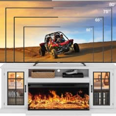 Vivid outdoor adventure scene featuring a red off-road dune buggy on a sandy trail under a colorful sunset sky.