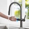 Touchless kitchen faucet with temperature control, modern stainless steel sink fixture, water-saving smart tap, Monalisa Store premium kitchen accessory, sleek and hygienic design for kitchens.