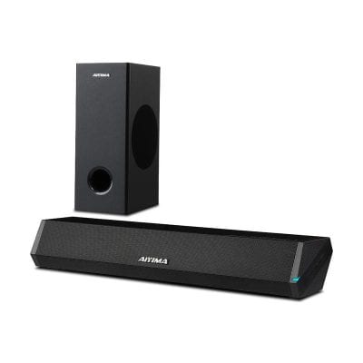 Aiyima home theater soundbar with tall speaker for immersive audio experience.