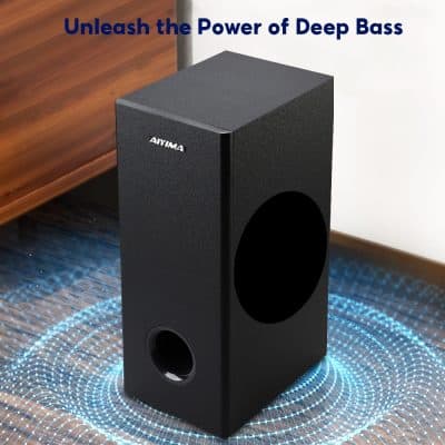 High-quality black subwoofer speaker for home theater and audio systems, emphasizing deep bass sound for optimal listening experience.