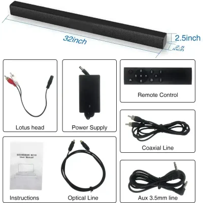 32-inch black soundbar for enhanced TV audio at Monalisa Store.