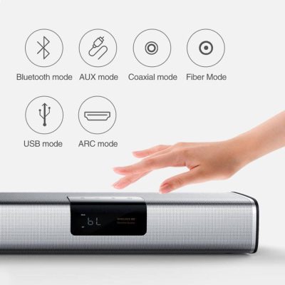 Wireless speaker with multiple connectivity modes including Bluetooth, AUX, USB, Coaxial, Fiber, and ARC by Monalisa Store, perfect for enhanced audio experience.